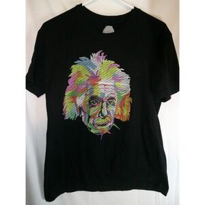 Bioworld Albert Einstein Graphic‎ T-Shirt Colorful Portrait Black Mens M